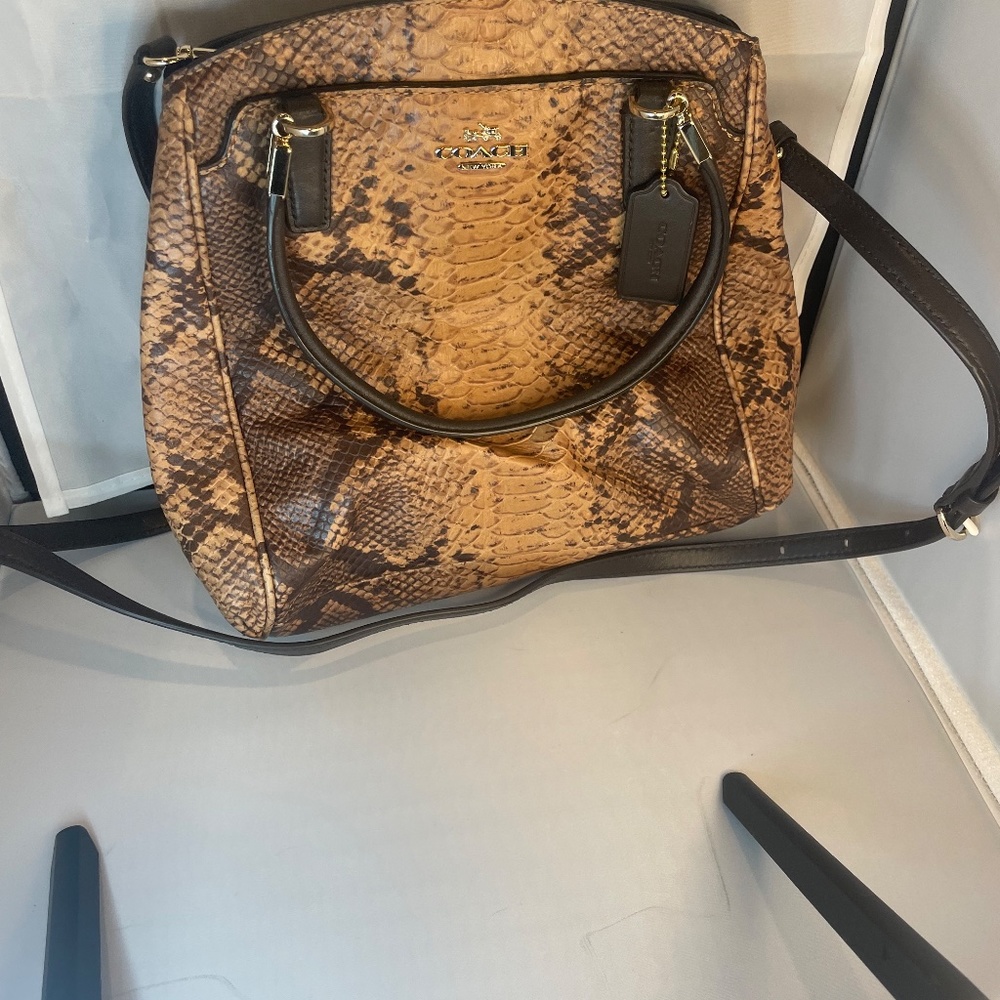Coach Minetta Python Embossed Leather Satchel / C… - image 2